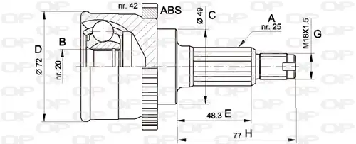 каре комплект, полуоска OPEN PARTS CVJ5479.10