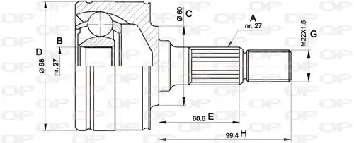 каре комплект, полуоска OPEN PARTS CVJ5483.10