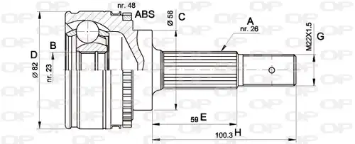 каре комплект, полуоска OPEN PARTS CVJ5492.10