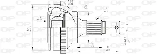 каре комплект, полуоска OPEN PARTS CVJ5499.10