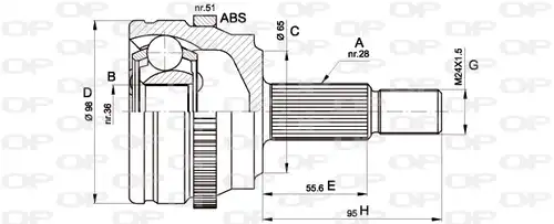 каре комплект, полуоска OPEN PARTS CVJ5501.10