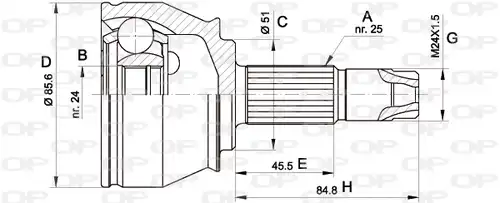 каре комплект, полуоска OPEN PARTS CVJ5525.10