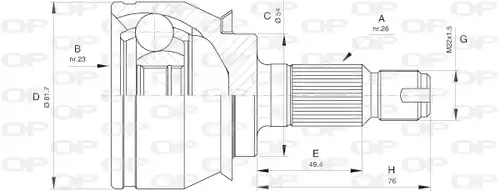 каре комплект, полуоска OPEN PARTS CVJ5528.10