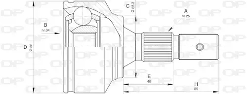 каре комплект, полуоска OPEN PARTS CVJ5529.10