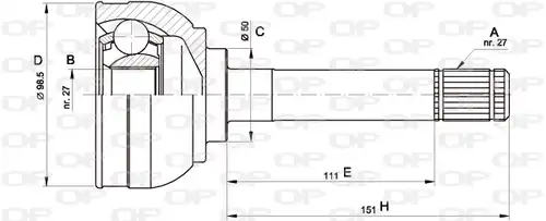 каре комплект, полуоска OPEN PARTS CVJ5563.10