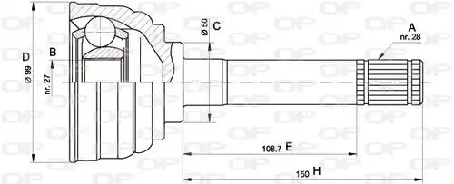 каре комплект, полуоска OPEN PARTS CVJ5564.10