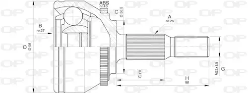 каре комплект, полуоска OPEN PARTS CVJ5573.10