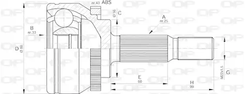 каре комплект, полуоска OPEN PARTS CVJ5574.10