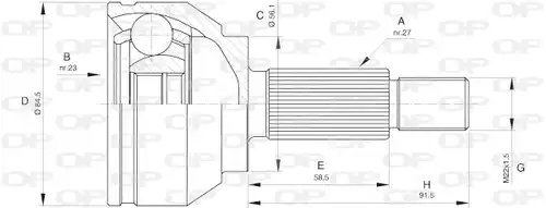 каре комплект, полуоска OPEN PARTS CVJ5582.10