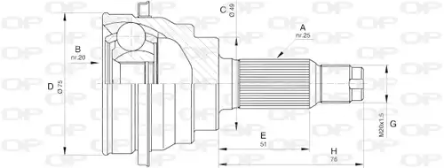 каре комплект, полуоска OPEN PARTS CVJ5585.10