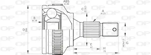 каре комплект, полуоска OPEN PARTS CVJ5593.10