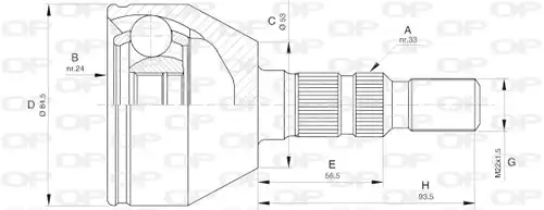 каре комплект, полуоска OPEN PARTS CVJ5602.10