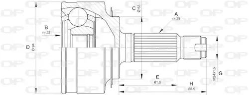 каре комплект, полуоска OPEN PARTS CVJ5606.10