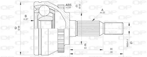 каре комплект, полуоска OPEN PARTS CVJ5612.10