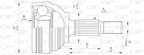 каре комплект, полуоска OPEN PARTS CVJ5613.10