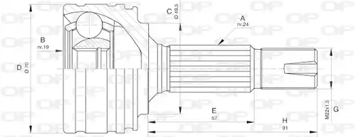 каре комплект, полуоска OPEN PARTS CVJ5616.10