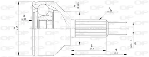 каре комплект, полуоска OPEN PARTS CVJ5620.10