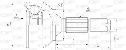 каре комплект, полуоска OPEN PARTS CVJ5622.10