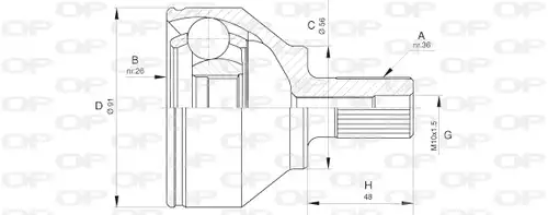 каре комплект, полуоска OPEN PARTS CVJ5623.10