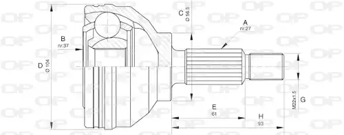 каре комплект, полуоска OPEN PARTS CVJ5627.10