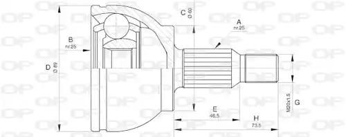 каре комплект, полуоска OPEN PARTS CVJ5628.10