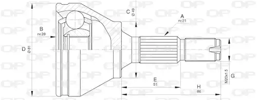 каре комплект, полуоска OPEN PARTS CVJ5632.10