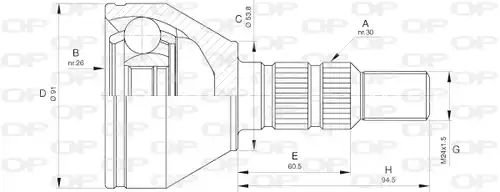 каре комплект, полуоска OPEN PARTS CVJ5641.10