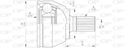 каре комплект, полуоска OPEN PARTS CVJ5643.10