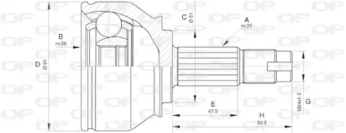 каре комплект, полуоска OPEN PARTS CVJ5647.10