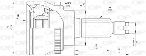 каре комплект, полуоска OPEN PARTS CVJ5648.10