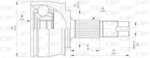 каре комплект, полуоска OPEN PARTS CVJ5652.10