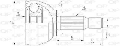 каре комплект, полуоска OPEN PARTS CVJ5654.10