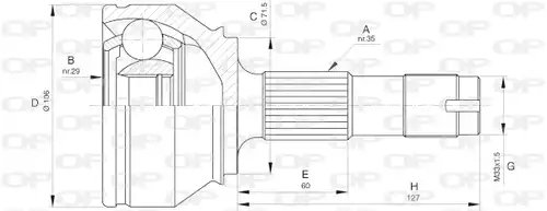 каре комплект, полуоска OPEN PARTS CVJ5658.10