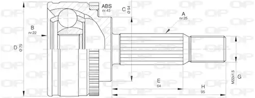 каре комплект, полуоска OPEN PARTS CVJ5661.10