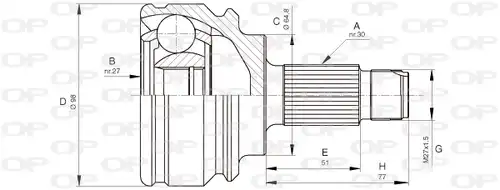 каре комплект, полуоска OPEN PARTS CVJ5679.10