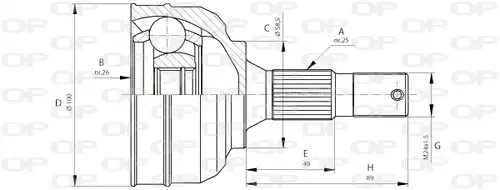 каре комплект, полуоска OPEN PARTS CVJ5680.10