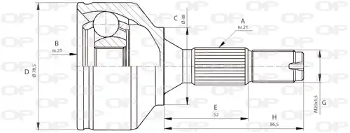 каре комплект, полуоска OPEN PARTS CVJ5685.10