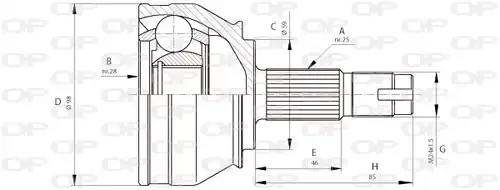 каре комплект, полуоска OPEN PARTS CVJ5687.10