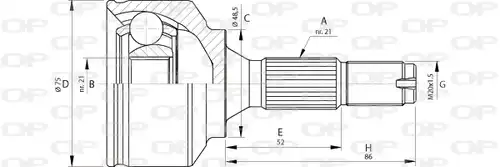 каре комплект, полуоска OPEN PARTS CVJ5692.10