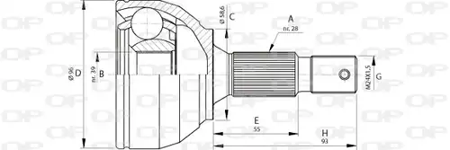 каре комплект, полуоска OPEN PARTS CVJ5695.10