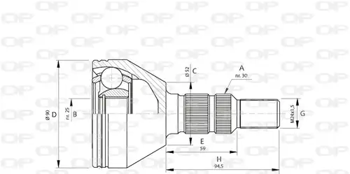 каре комплект, полуоска OPEN PARTS CVJ5701.10