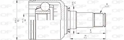 каре комплект, полуоска OPEN PARTS CVJ5702.20