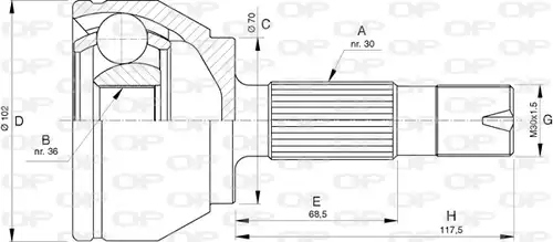 каре комплект, полуоска OPEN PARTS CVJ5731.10