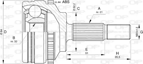 каре комплект, полуоска OPEN PARTS CVJ5743.10