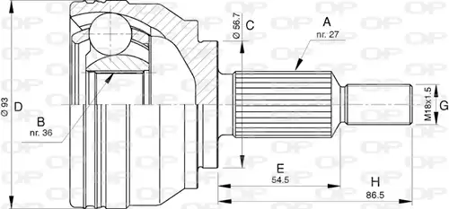 каре комплект, полуоска OPEN PARTS CVJ5779.10