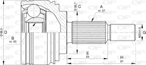 каре комплект, полуоска OPEN PARTS CVJ5783.10