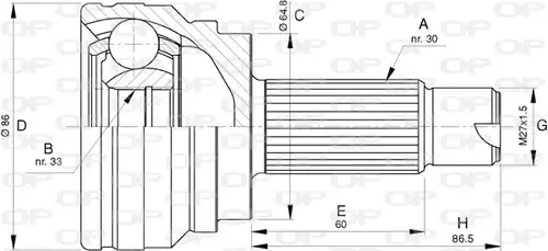 каре комплект, полуоска OPEN PARTS CVJ5784.10