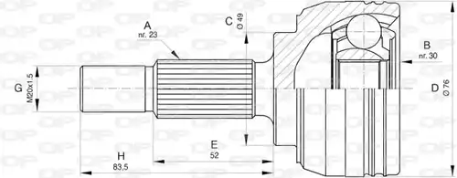 каре комплект, полуоска OPEN PARTS CVJ5798.10