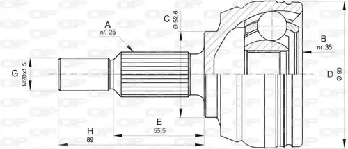 каре комплект, полуоска OPEN PARTS CVJ5801.10