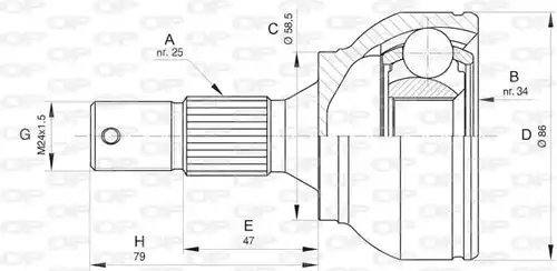 каре комплект, полуоска OPEN PARTS CVJ5802.10